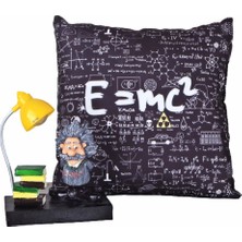 Hediyekanalı  Einstein 2'li Set Einstein Işıklı Biblo Einstein Puf Yastık