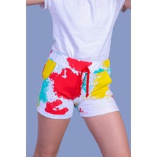 Toontoy Kids Kids  Kız Çocuk Batik Desenli Iki Yanı Cepli Şort