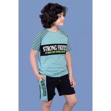 Toontoy Kids Kids  Erkek Çocuk Garni Detaylı Baskılı Şortlu Takım