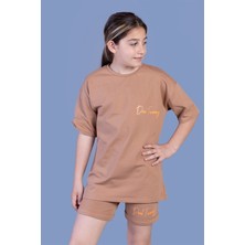 Toontoy Kids Kız Çocuk Baskılı Taş Işlemeli Şortlu Takım