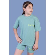 Toontoy Kids Kız Çocuk Baskılı Taş Işlemeli Şortlu Takım