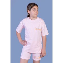 Toontoy Kids Kız Çocuk Baskılı Taş Işlemeli Şortlu Takım