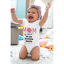Limon Unisex Bebek Beyaz En Çok Sevdiğim Sensin Mom Desenli Kısa Kol Body