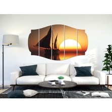 Renkselart Gemi Yelkenli Gün Batımı Deniz Mdf TABLO-1340 (Model C)