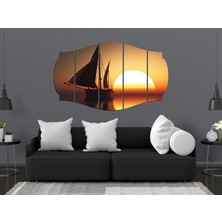 Renkselart Gemi Yelkenli Gün Batımı Deniz Mdf TABLO-1340 (Model C)