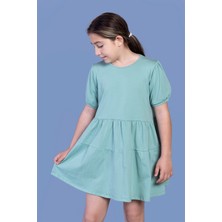 Toontoy Kids Toontoy Kız Çocuk Büzgülü Balon Kol Elbise