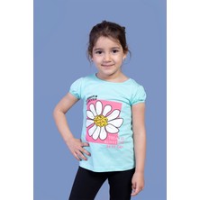 Toontoy Kids Toontoy Kız Çocuk Papatya Baskılı Taş Işlemeli Tişört