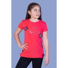 Toontoy Kids Toontoy Kız Çocuk Yıldız Baskılı Taş Işlemeli Tişört