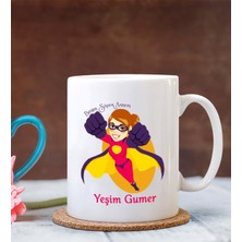 Hediye Zengini Kişiye Özel Benim Süper Annem Tasarımlı Beyaz Kupa Bardak