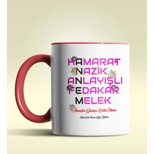 Hediye Zengini Kişiye Özel Annem Tasarımlı Kırmızı Kupa Bardak