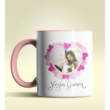 Hediye Zengini Kişiye Özel Çerçeveli Fotoğraf Tasarımlı Pembe Kupa Bardak