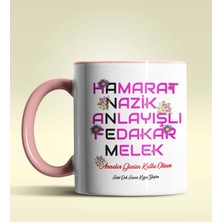 Hediye Zengini Kişiye Özel Annem Tasarımlı Pembe Kupa Bardak