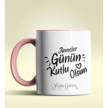 Hediye Zengini Kişiye Özel Anneler Günü Kutlu Olsun 3 Temalı Pembe Kupa Bardak