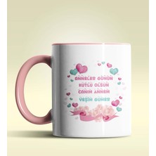 Hediye Zengini Kişiye Özel Anneler Günün Kutlu Olsun 14 Temalı Pembe Kupa Bardak