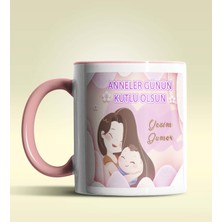 Hediye Zengini Kişiye Özel Anneler Günün Kutlu Olsun 15 Tema Pembe Kupa Bardak