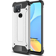 Microsonic Oppo A15 Kılıf Rugged Armor Gümüş