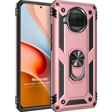 Microsonic Xiaomi Redmi Note 9 Pro 5g Kılıf Military Ring Holder Rose Gold