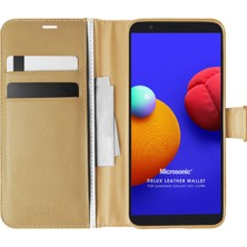 Microsonic Samsung Galaxy A01 Core Kılıf Delux Leather Wallet Gold