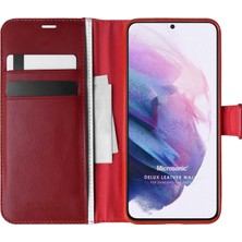 Microsonic Samsung Galaxy S21 Kılıf Delux Leather Wallet Kırmızı