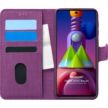 Microsonic Samsung Galaxy M51 Kılıf Fabric Book Wallet Mor