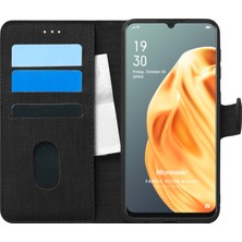 Microsonic Oppo Reno 3 Kılıf Fabric Book Wallet Siyah