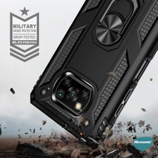 Microsonic Xiaomi Poco X3 Pro Kılıf Military Ring Holder Siyah