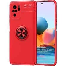 Microsonic Xiaomi Redmi Note 10 Kılıf Kickstand Ring Holder Kırmızı