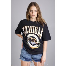 Mad Girls Siyah Baskılı Tişört MG1127