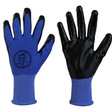 Max Safety Nitril Tırtıklı Eldiven (Mavi-Siyah) 10