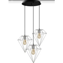 Riolight  Kafes Krom Üçlü Sarkıt Avize Taban Çapı: 30CM