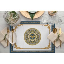 Adawall Home Mavi Barok Desen Kumaş Amerikan Servis 4'lü Set 35X50CM