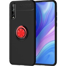 Nevarium Huawei Y8P Kılıf Yüzüklü Silikon Range Siyah-Kırmızı