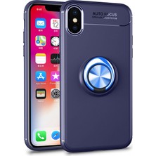 Nevarium Apple iPhone Xs Max Kılıf Yüzüklü Silikon Range Mavi