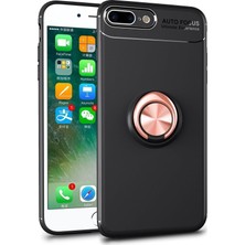 Nevarium Apple iPhone 8 Plus Kılıf Yüzüklü Silikon Range Siyah-Gold