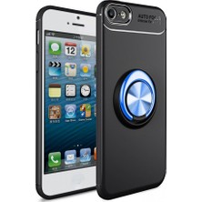 Nevarium Apple iPhone 5 Kılıf Yüzüklü Silikon Range Siyah-Mavi