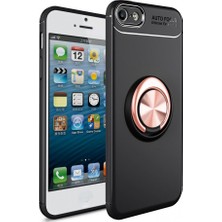 Nevarium Apple iPhone 5 Kılıf Yüzüklü Silikon Range Siyah-Gold