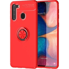 Nevarium Samsung Galaxy A21 Kılıf Yüzüklü Silikon Range Kırmızı