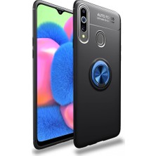 Nevarium Samsung Galaxy A20S Kılıf Yüzüklü Silikon Range Siyah-Mavi