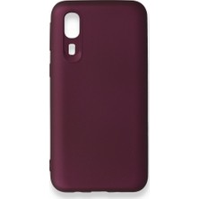 Nevarium Samsung Galaxy A2 Core Kılıf Yumuşak Dokulu Silikon + Ekran Koruyucu Cam Mürdüm