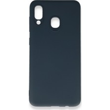 Nevarium Samsung Galaxy A30 Kılıf Yumuşak Dokulu Silikon + Ekran Koruyucu Cam Lacivert
