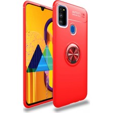 Nevarium Samsung Galaxy M21 Kılıf Yüzüklü Silikon Range Kırmızı