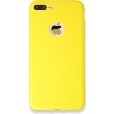 Nevarium iPhone 8 Plus Kılıf Yumuşak Dokulu Silikon + Ekran Koruyucu Cam Sarı