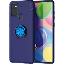 Nevarium Samsung Galaxy M31 Kılıf Yüzüklü Silikon Range Mavi