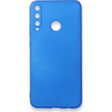 Nevarium Huawei P40 Lite E Kılıf Yumuşak Dokulu Silikon + Ekran Koruyucu Cam Mavi