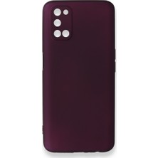 Nevarium Oppo A52 Kılıf Yumuşak Dokulu Silikon + Ekran Koruyucu Cam Mürdüm