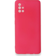 Nevarium Samsung Galaxy A51 Kılıf Yumuşak Dokulu Silikon Pembe