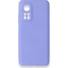 Nevarium Xiaomi Mi 10T Kılıf Yumuşak Dokulu Silikon + Ekran Koruyucu Cam Lila