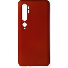 Nevarium Xiaomi Mi Note 10 Pro Kılıf Yumuşak Dokulu Silikon Bordo