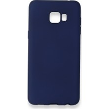 Nevarium Samsung Galaxy C7 Pro Kılıf Yumuşak Dokulu Silikon + Ekran Koruyucu Cam Lacivert