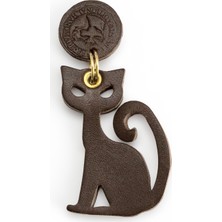 Ca-Leather Deri Kedi Anahtarlık Kahverengi